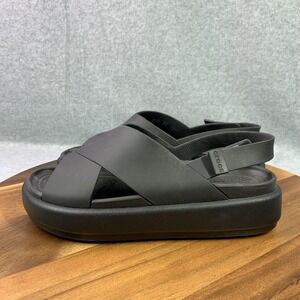 CROCS Women's Black Cross-Strap Sandals